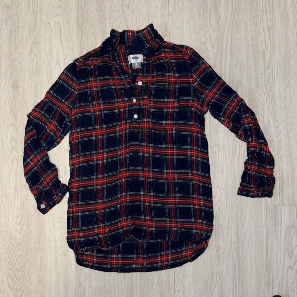 🛍 OLD NAVY plaid girls top size 8
